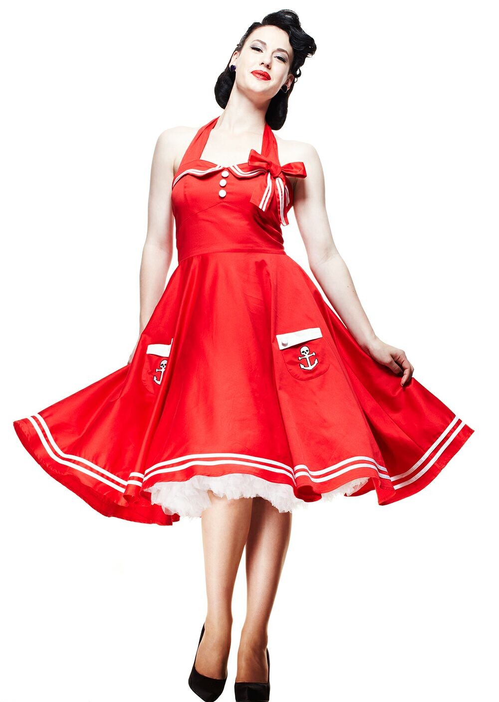 Rkp1 Hell Bunny Motley 50s Retro Sailor Pin Up Dress Rockabilly Swing Prom